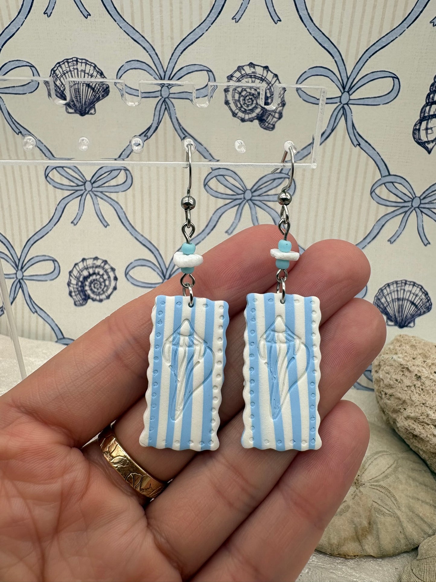 Striped Seashell Earrings