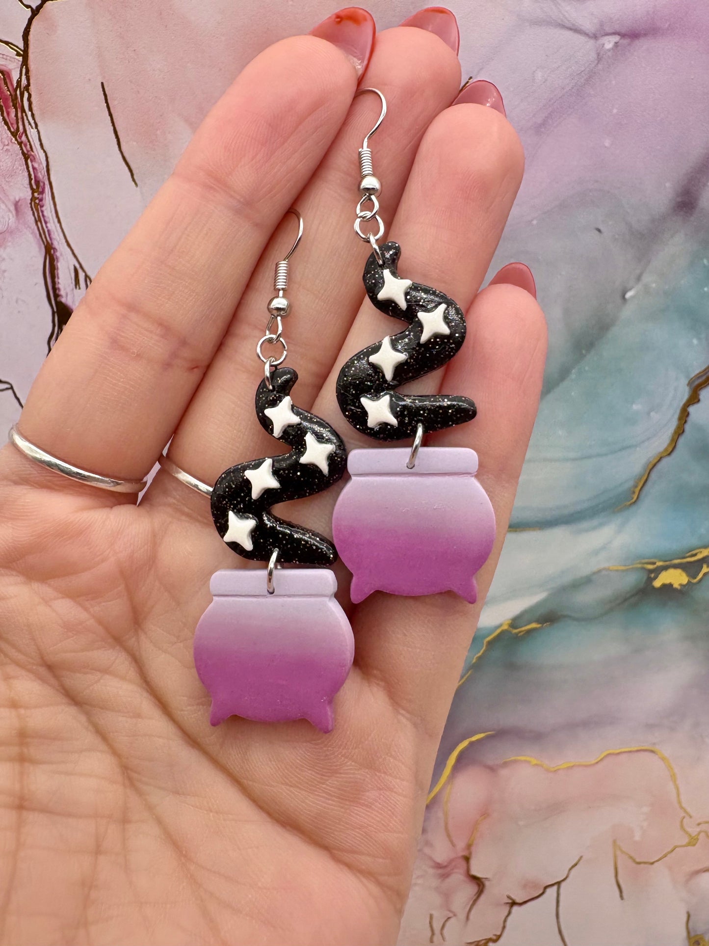 Purple Ombre Cauldron Earrings