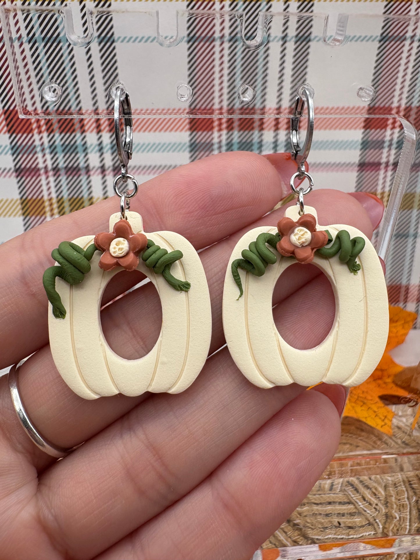 Cream Autmnal Pumpkin Earrings