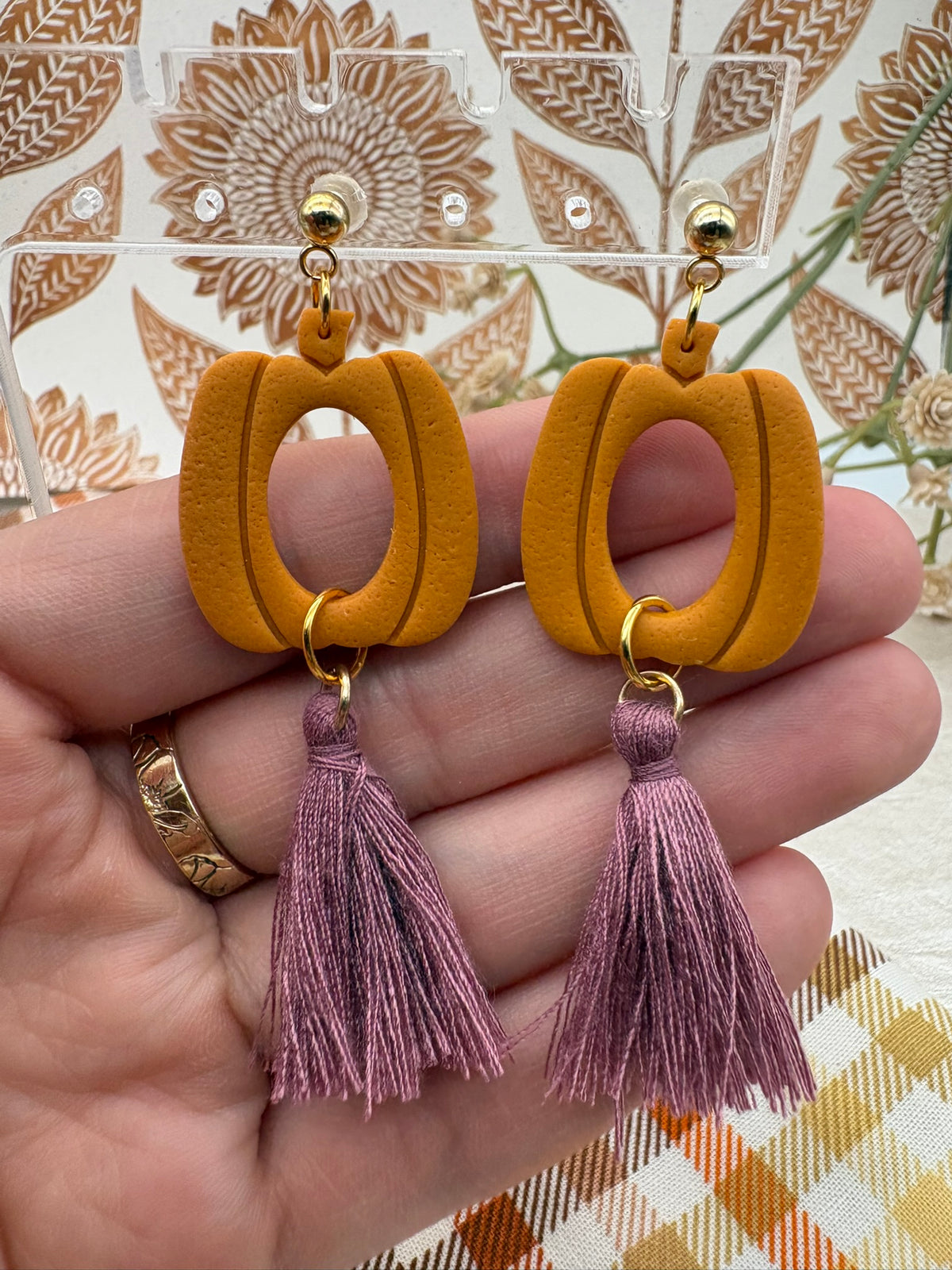 Solid Orange Pumpkin With Tassels