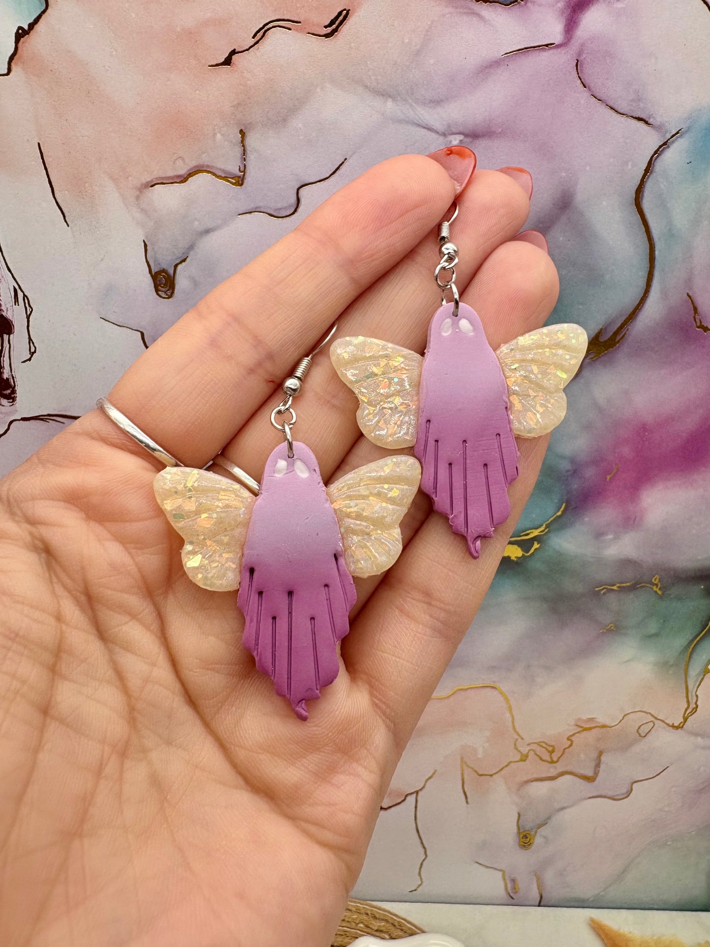 Lilac Ombre Fairy Ghostie Earrings