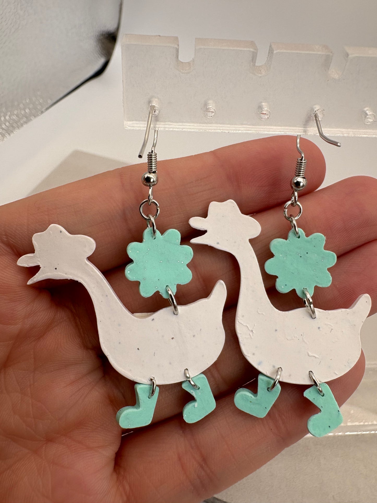 Silly Cowboy Goose With Teal Boots