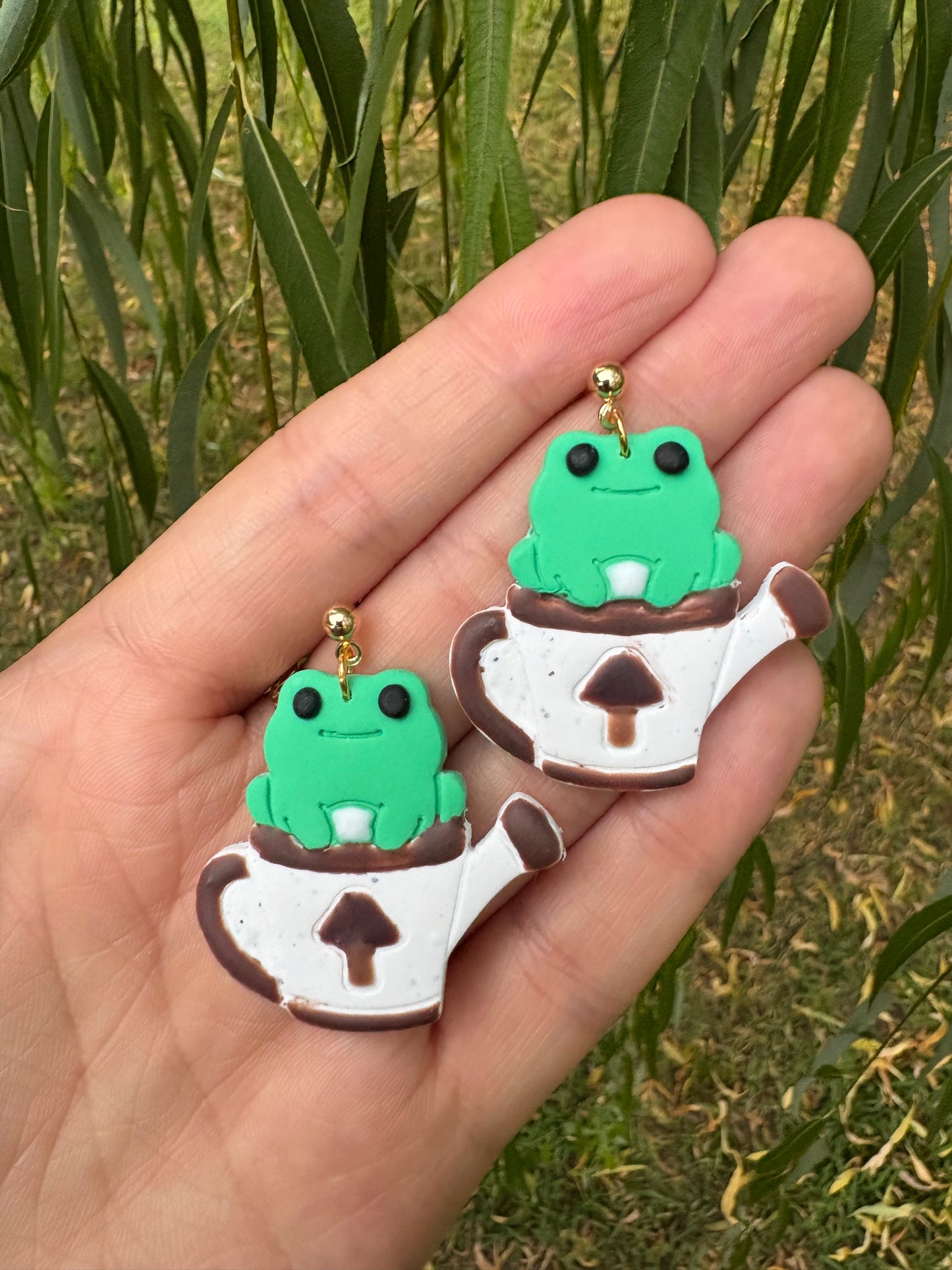 Gardening Frog Earrings