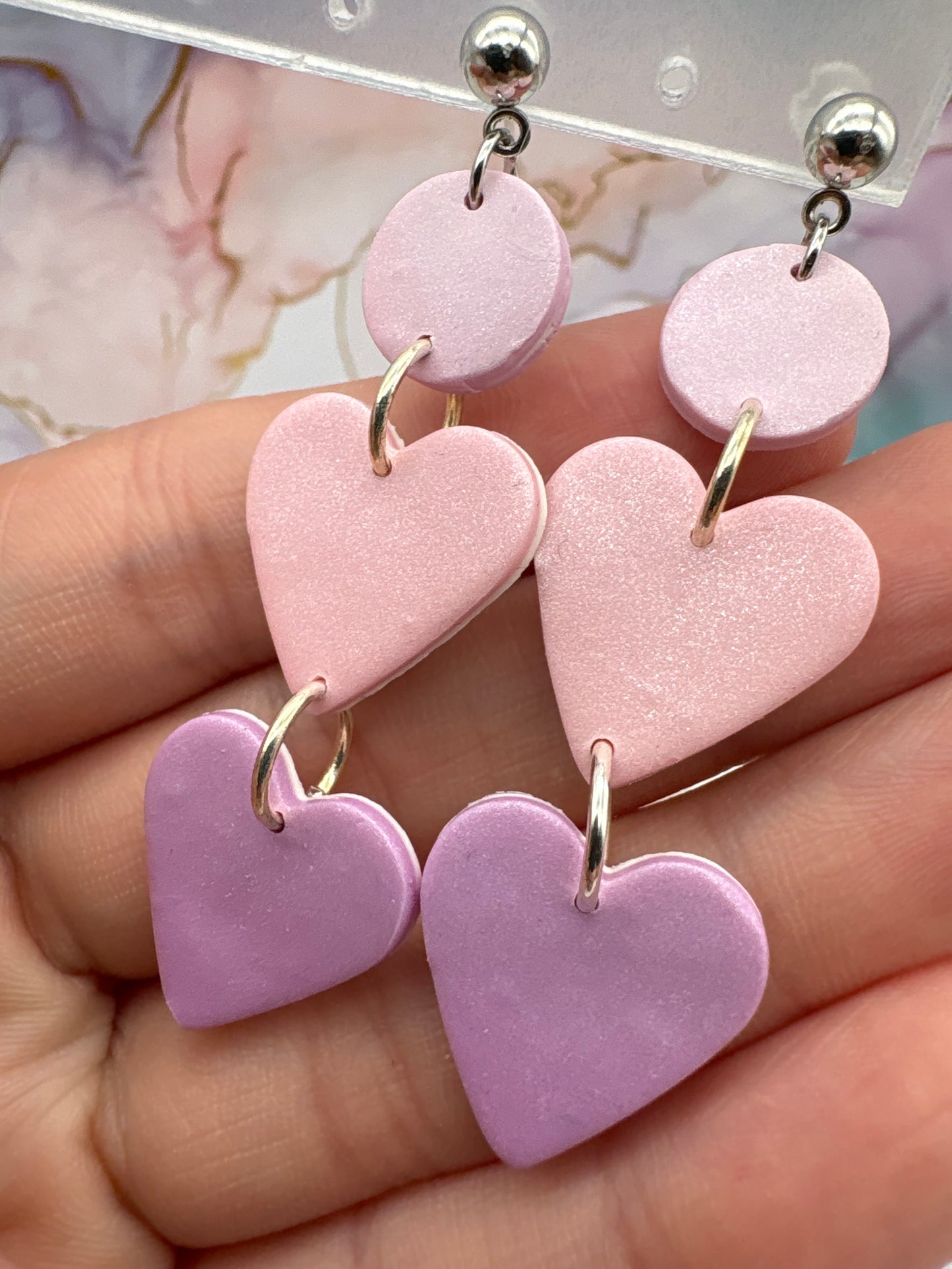 Light Pink and Lavender Gradient Heart Earrings