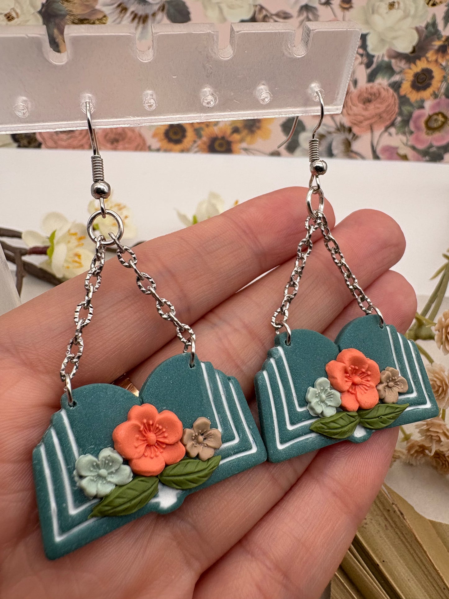 Floral Open Book Earrings #2