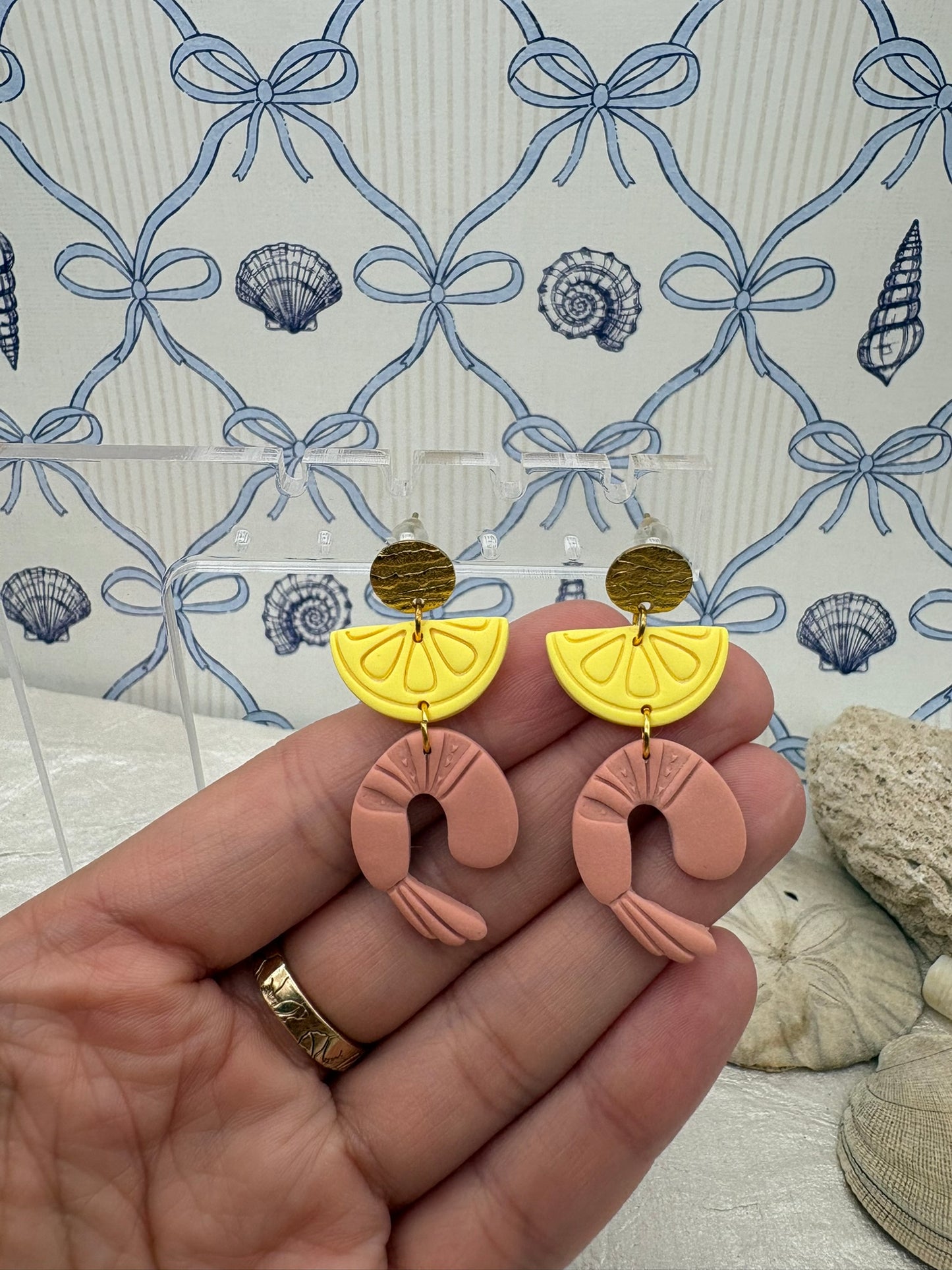 Shrimp and Lemon Earrings