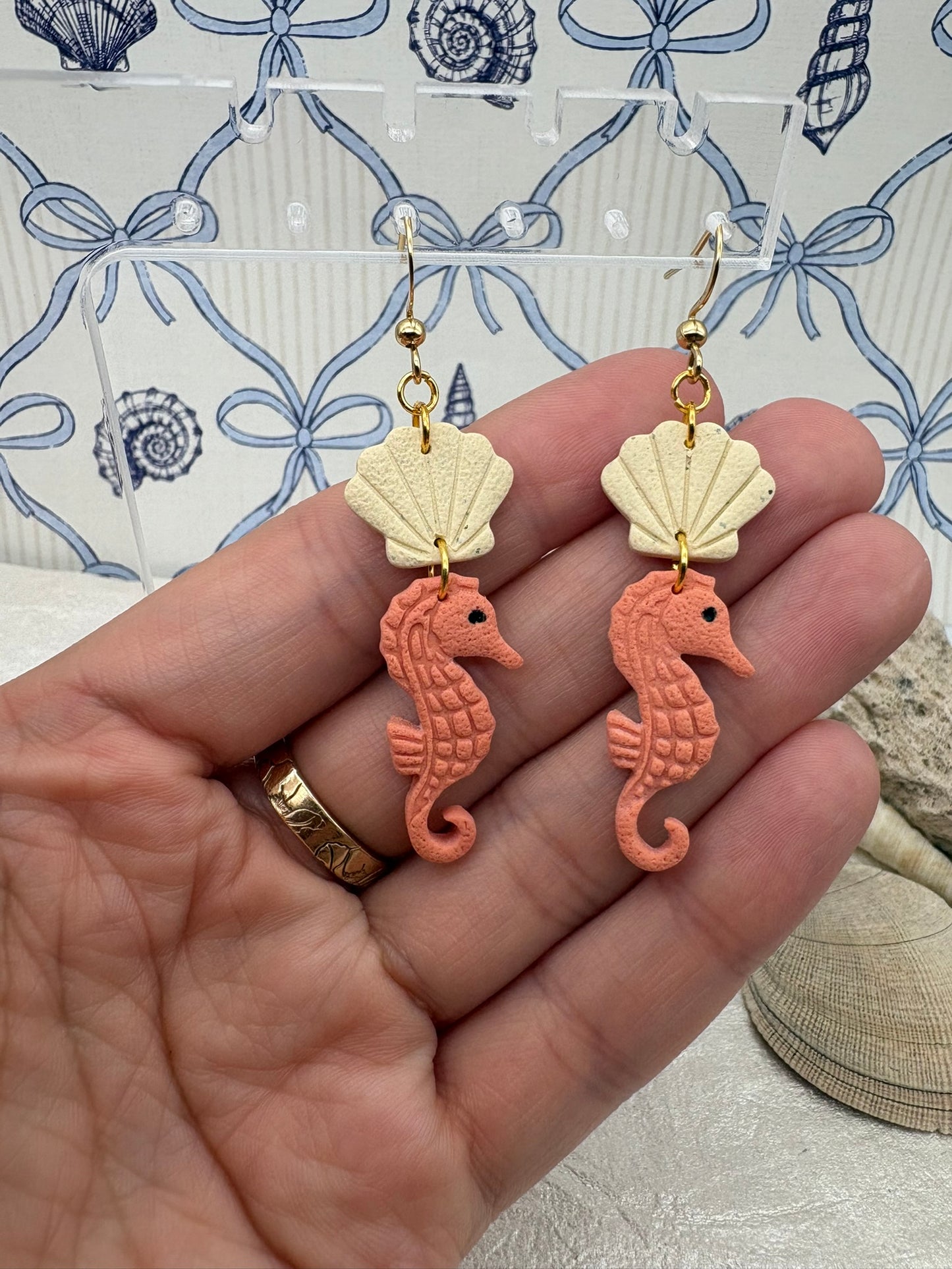 Seashell Seahorse Earrings