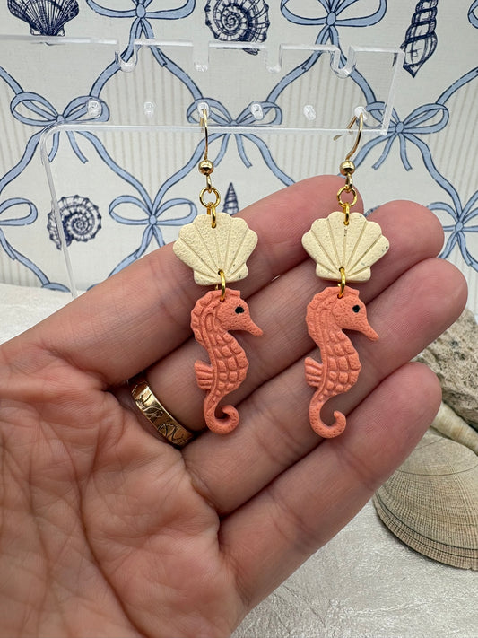 Seashell Seahorse Earrings