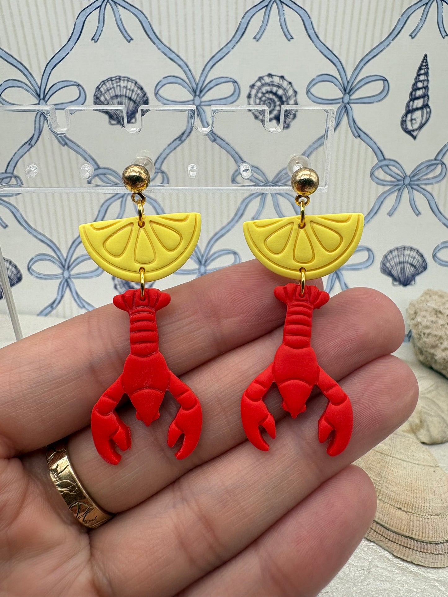 Lobster and Lemon Earrings