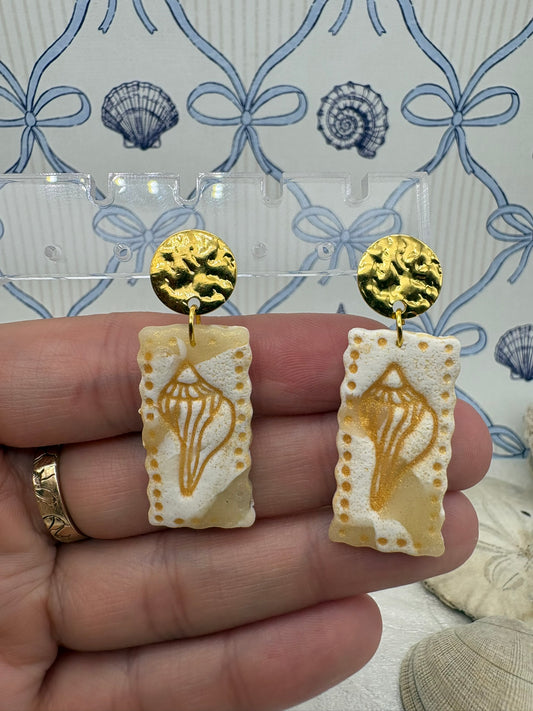 Sandy Conch Portrait Earrings