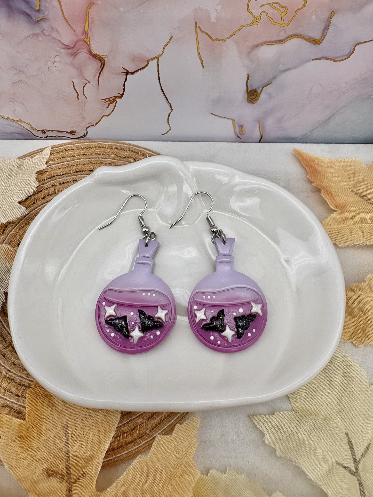 Potion Bottles With Bats and Sparkles Earrings