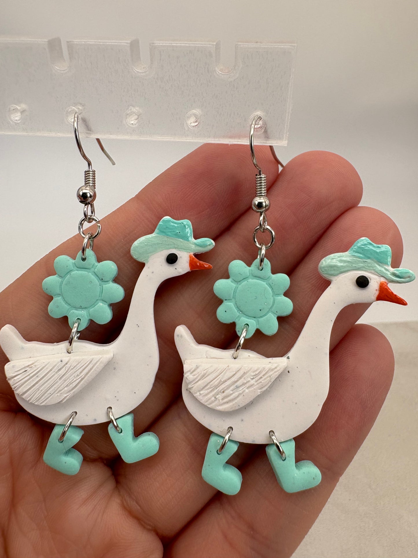 Silly Cowboy Goose With Teal Boots