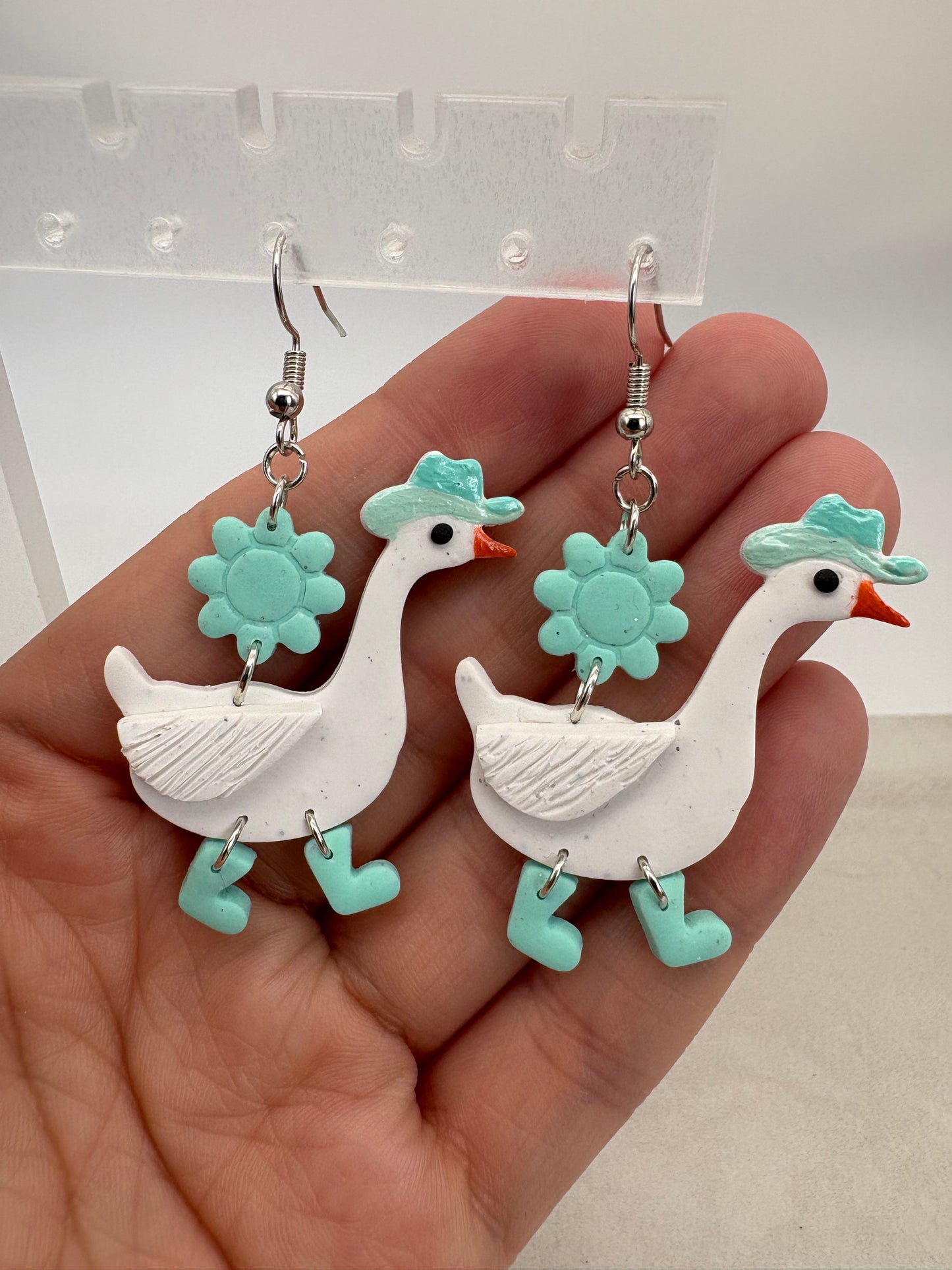 Silly Cowboy Goose With Teal Boots