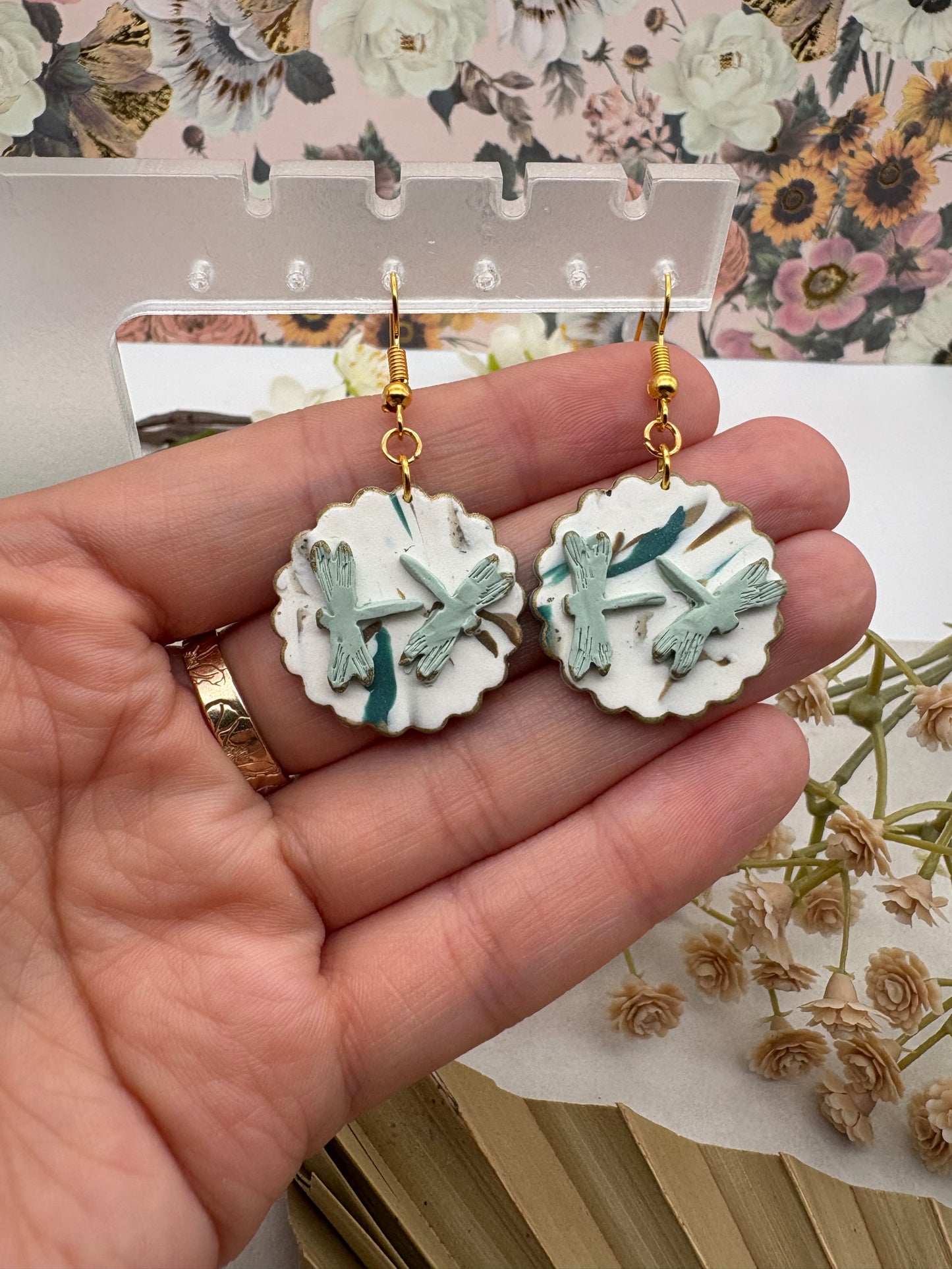 Marbled Dragonfly Earrings