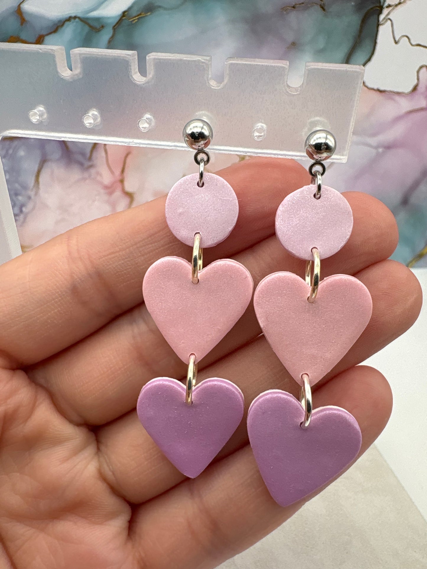 Light Pink and Lavender Gradient Heart Earrings