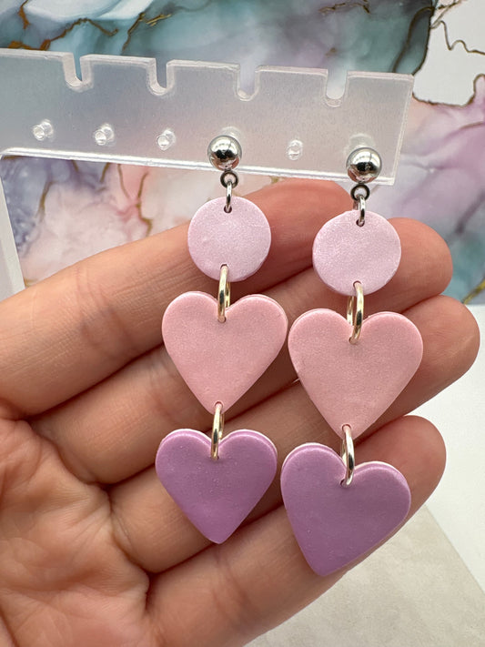 Light Pink and Lavender Gradient Heart Earrings