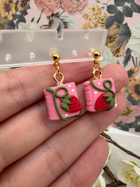 Strawberry Book Earrings