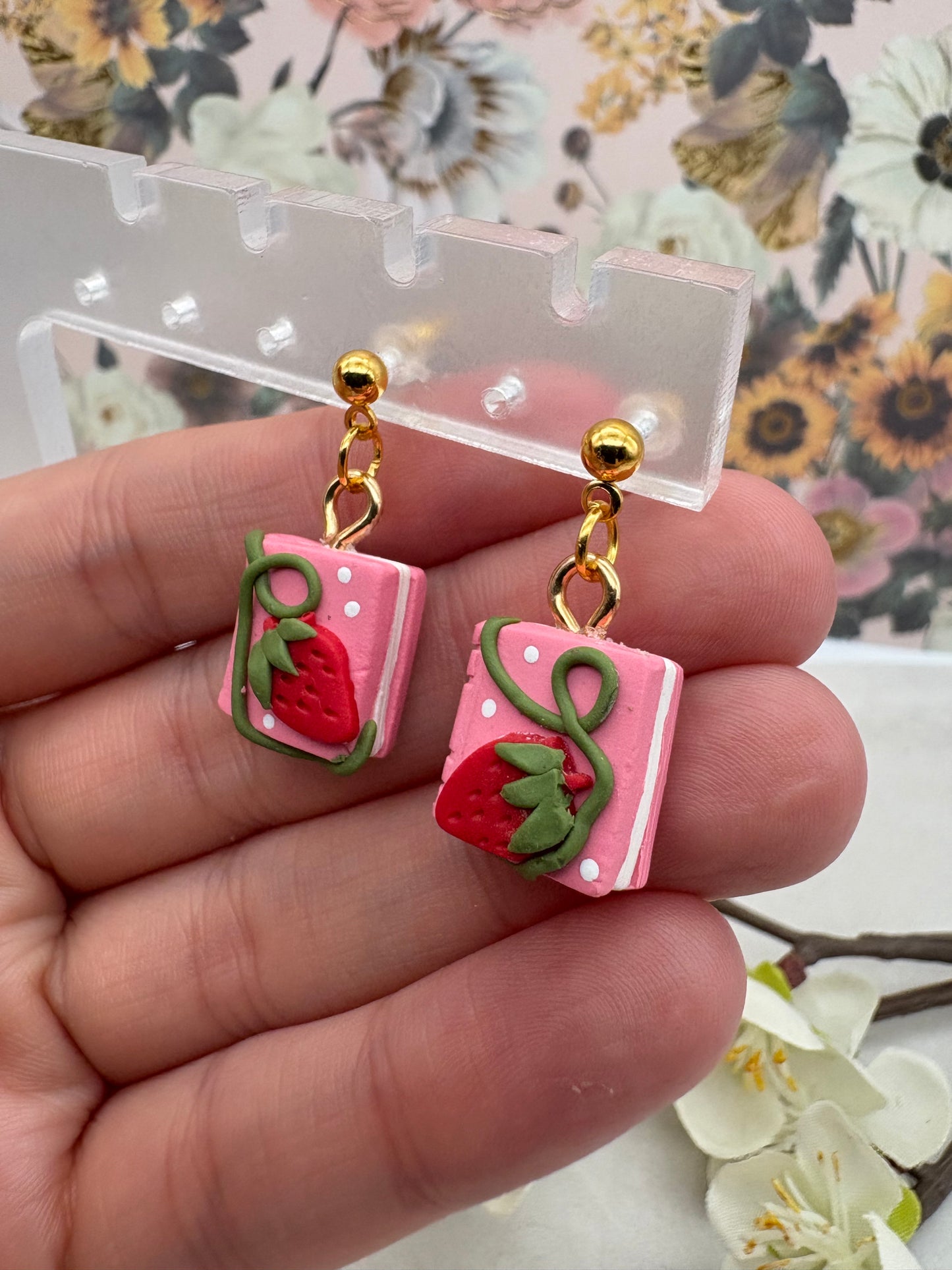 Strawberry Book Earrings