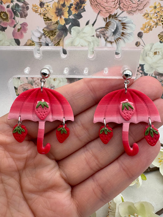 Ombre Strawberry Umbrella Earrings