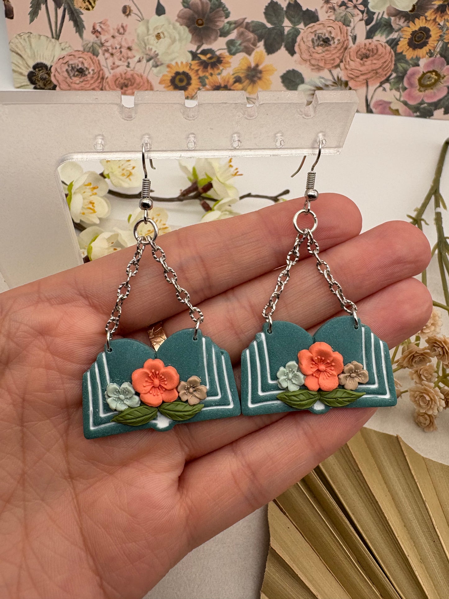 Floral Open Book Earrings #2